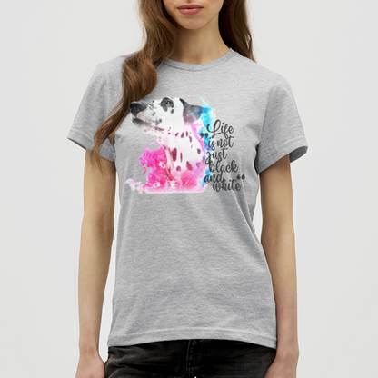 LiNBW. Frauen T-Shirt Dalmatiner Life is not just black and white - Grau meliert