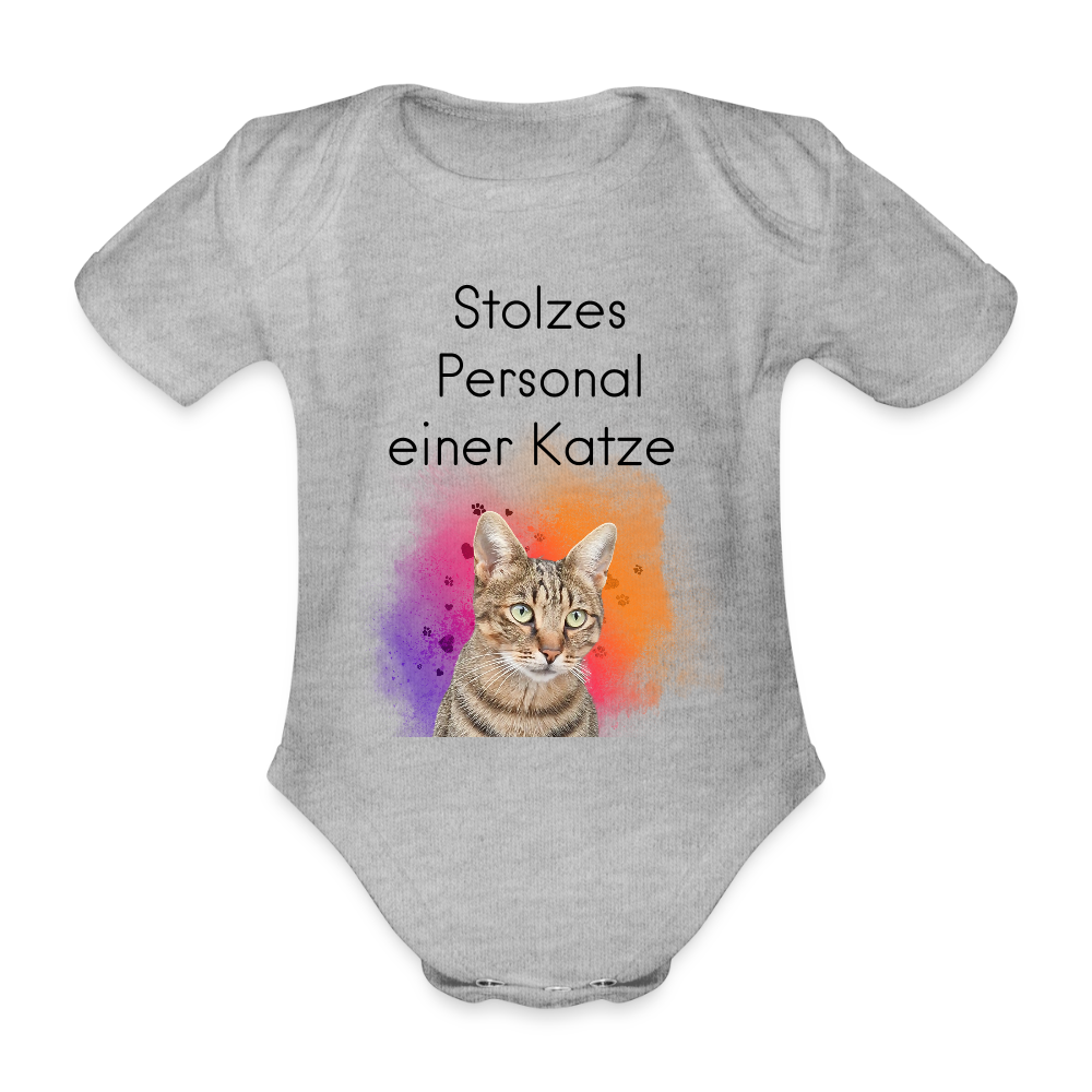 LiNBW. Body Kurzarm Stolzes Personal einer Katze - Grau meliert