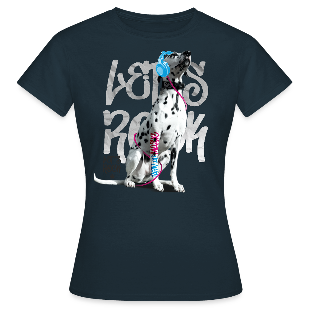 LiNBW. Frauen T-Shirt Dalmatiner Let's Rock - Navy