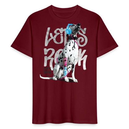 LiNBW. Männer T-Shirt Dalmatiner Let's Rock - Burgunderrot