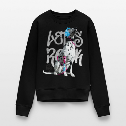 Damen Pullover „Let’s Rock“ – Boa mit Kopfhörern – für Musik- & Hundefans 🎧🐾 - Schwarz