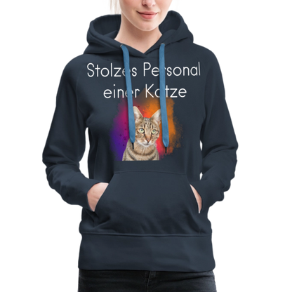 LiNBW.  Frauen Hoodie Stolzes Personal einer Katze - Navy