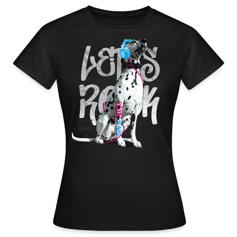 LiNBW. Frauen T-Shirt Dalmatiner Let's Rock - Schwarz