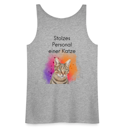 LiNBW. Frauen Tank-Top Stolzes Personal einer Katze - Grau meliert