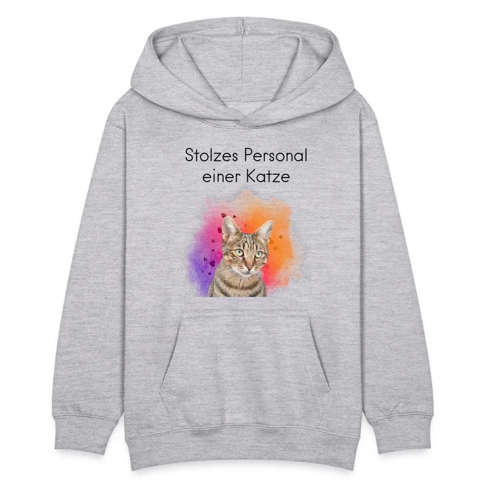 LiNBW. Teenager Hoodie Stolzes Personal einer Katze - Hellgrau meliert