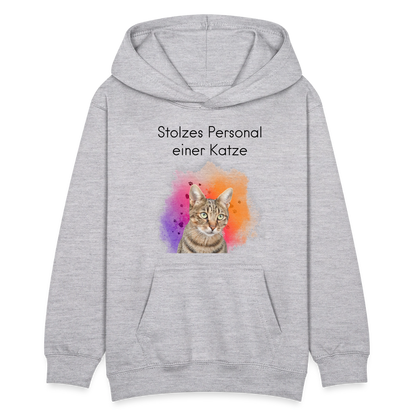 LiNBW. Teenager Hoodie Stolzes Personal einer Katze - Hellgrau meliert