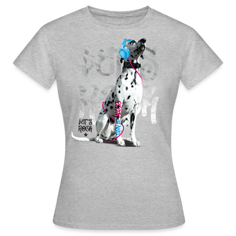 LiNBW. Frauen T-Shirt Dalmatiner Let's Rock - Grau meliert