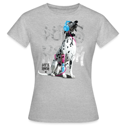 LiNBW. Frauen T-Shirt Dalmatiner Let's Rock - Grau meliert