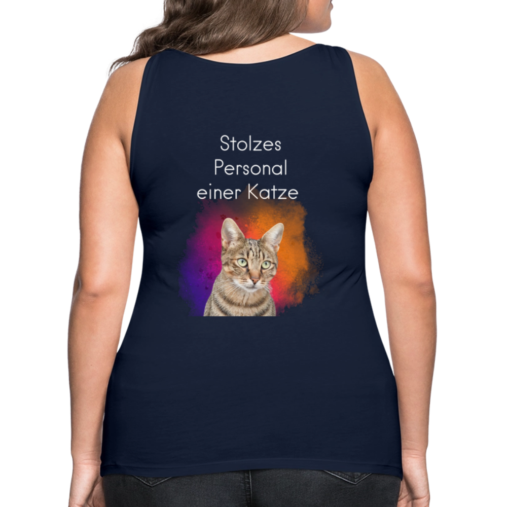LiNBW. Frauen Tank-Top Stolzes Personal einer Katze - Navy