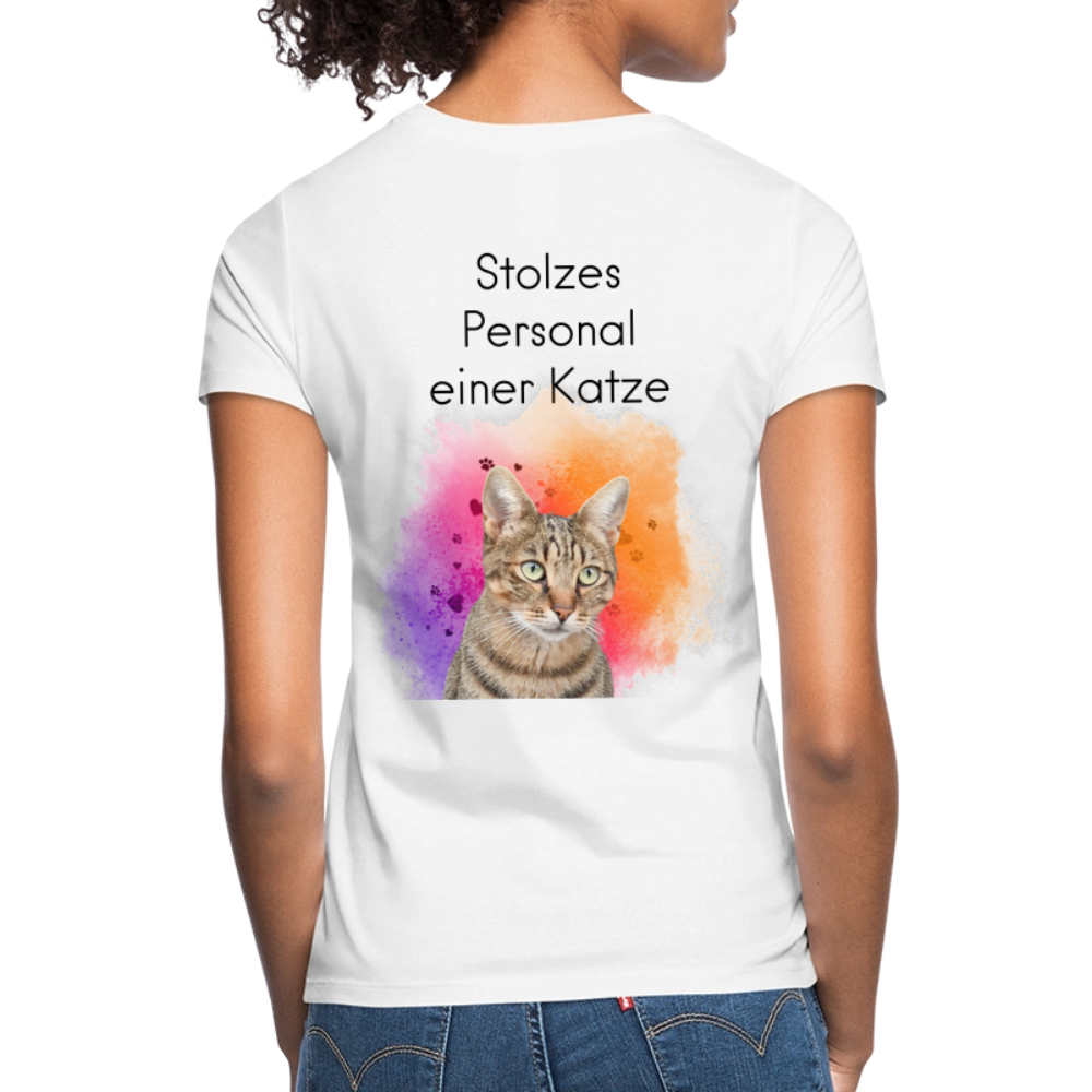 LiNBW. Frauen T-Shirt Stolzes Personal einer Katze - Weiß