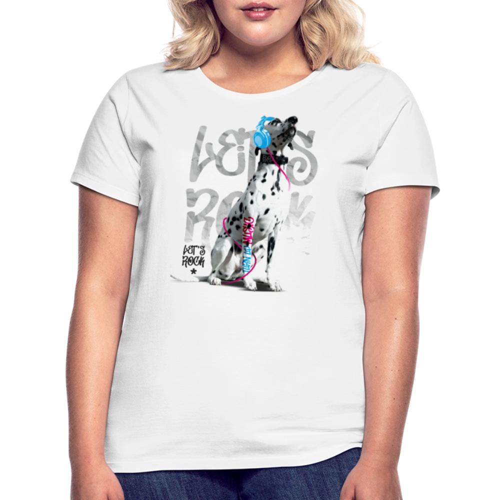 LiNBW. Frauen T-Shirt Dalmatiner Let's Rock - Weiß