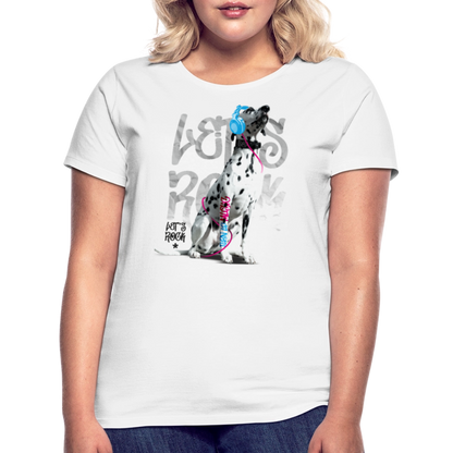 LiNBW. Frauen T-Shirt Dalmatiner Let's Rock - Weiß