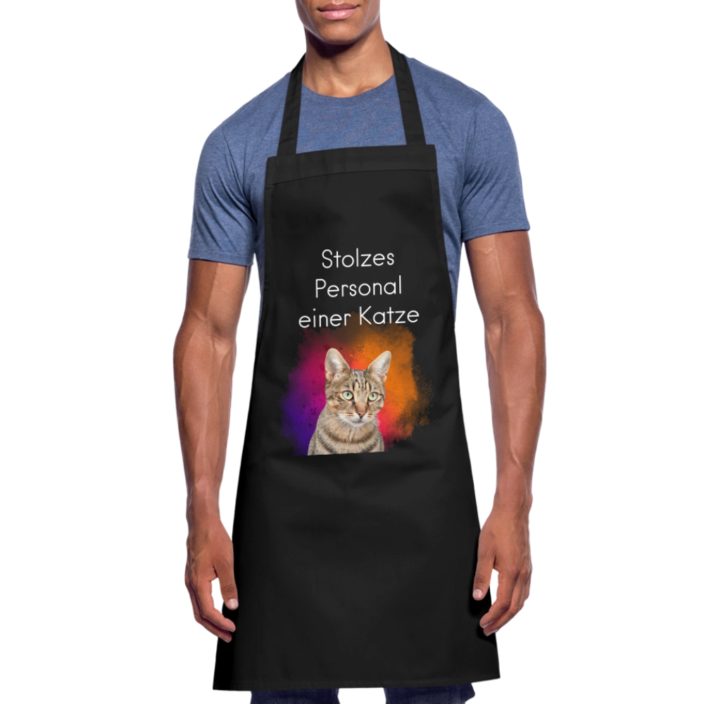 Kochschürze „Stolzes Personal einer Katze“ – Für wahre Katzenbedienstete - Schwarz
