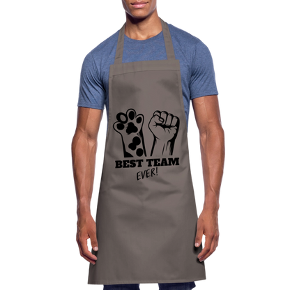 Kochschürze „Best Team Ever!“ – Mensch & Tier, unschlagbar vereint - Grau
