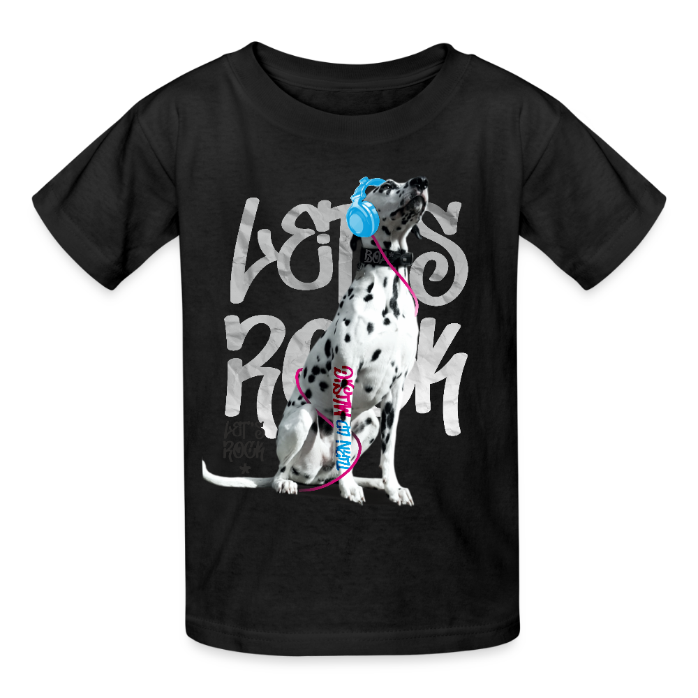 Kinder-T-Shirt – Let's Rock mit Dalmatiner | Musikfans aufgepasst! - Schwarz