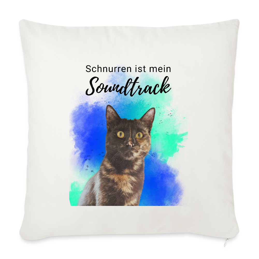 LiNBW. Kissen mit Füllung 45 x 45 cm Schnurren ist mein Soundtrack - Naturweiß 