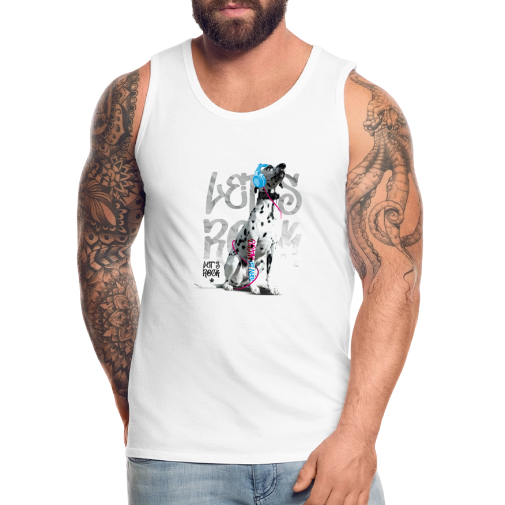 LiNBW. Männer Tank-Top Dalmatiner Let's Rock - Weiß