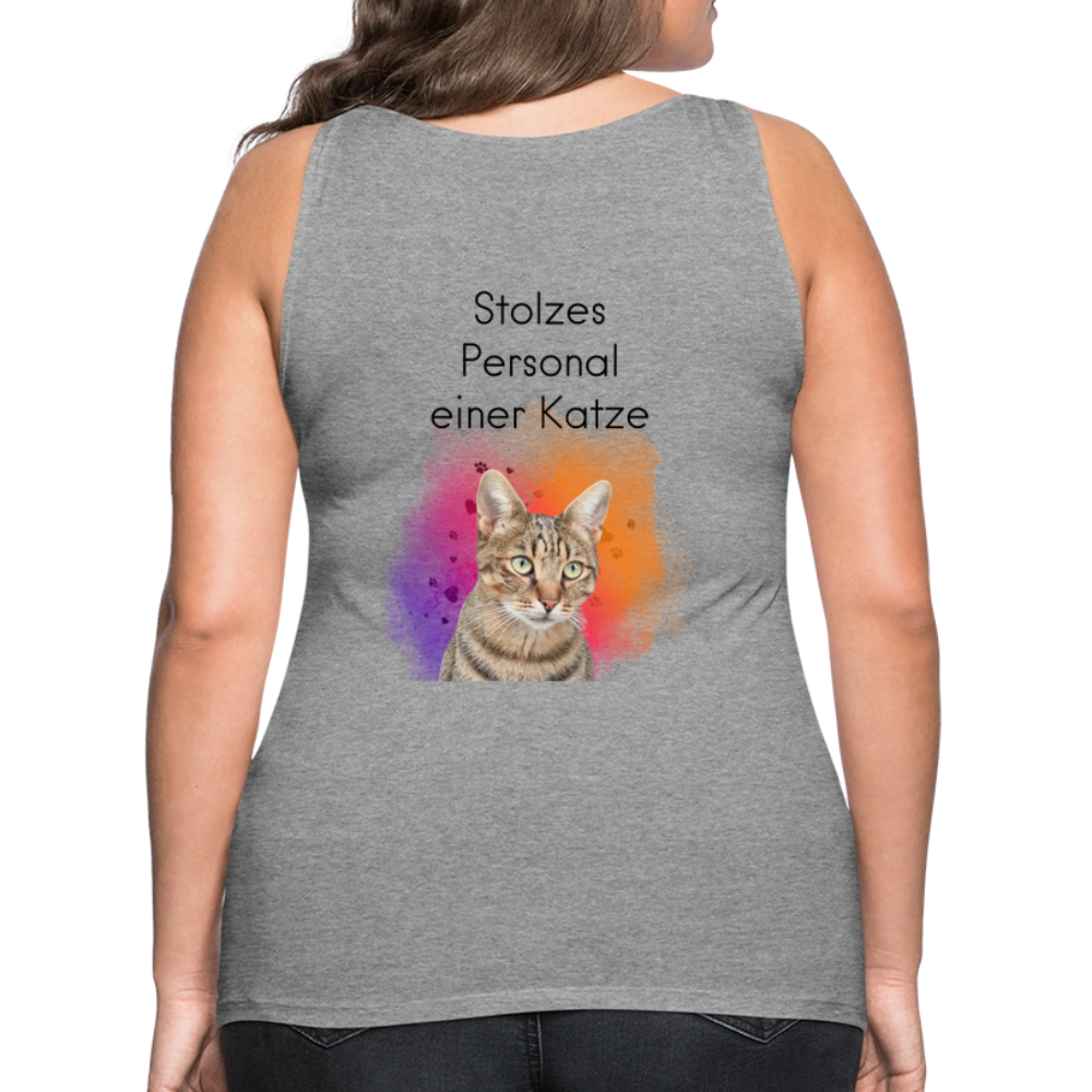 LiNBW. Frauen Tank-Top Stolzes Personal einer Katze - Grau meliert