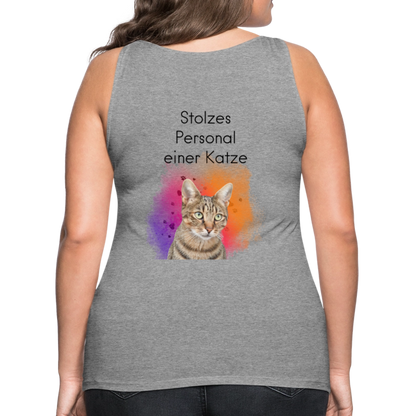 LiNBW. Frauen Tank-Top Stolzes Personal einer Katze - Grau meliert