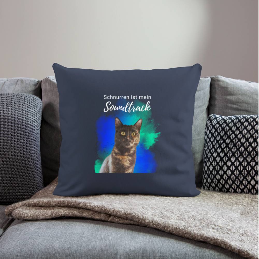 LiNBW. Kissen mit Füllung 45 x 45 cm Schnurren ist mein Soundtrack - Navy