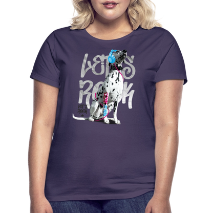 LiNBW. Frauen T-Shirt Dalmatiner Let's Rock - Dunkellila
