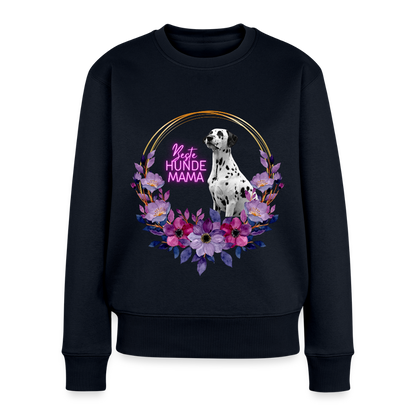 Damen Pullover „Beste Hundemama“ – Boa mit Blumenkranz – Geschenkidee für Hundefans 🐾🌸 - Navy