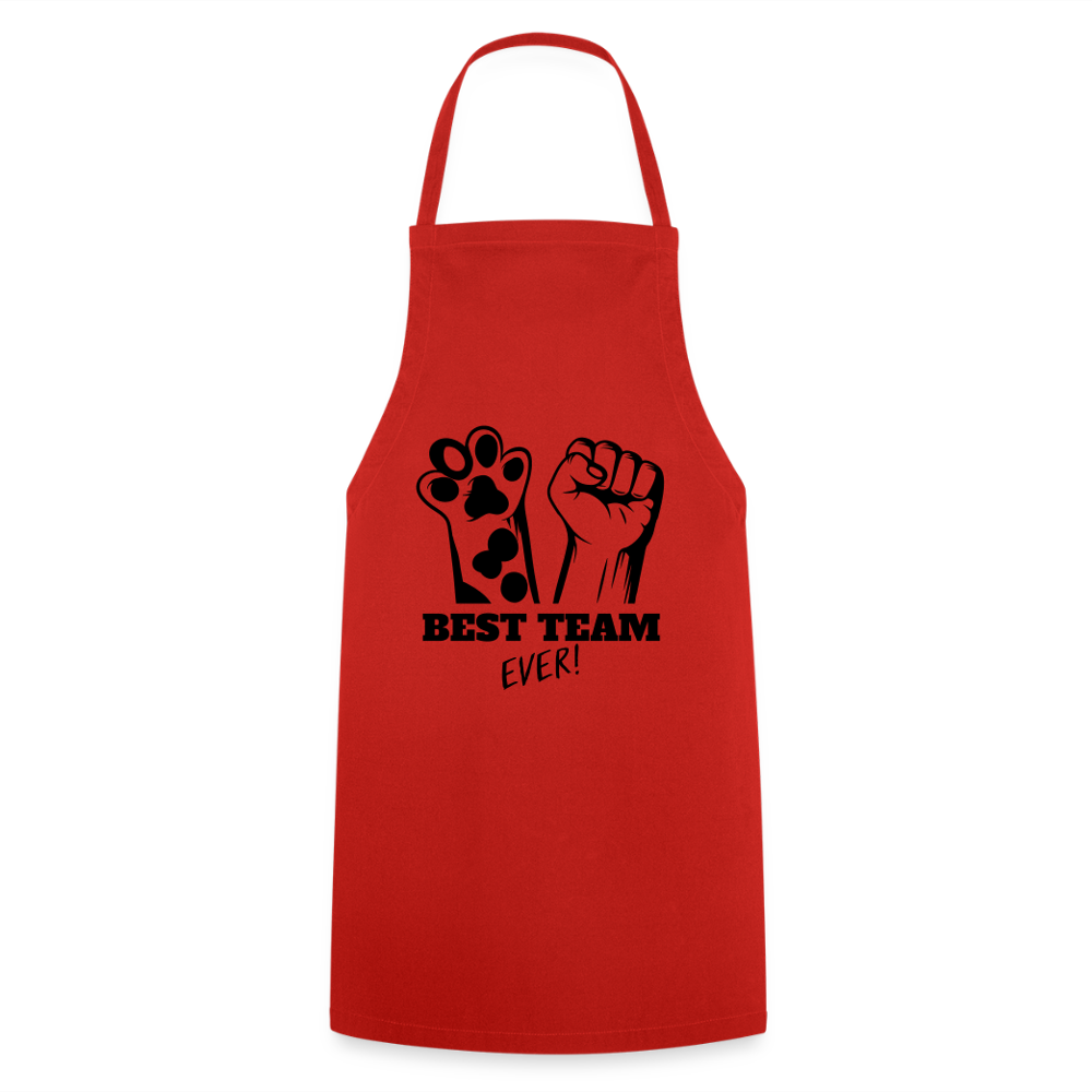 Kochschürze „Best Team Ever!“ – Mensch & Tier, unschlagbar vereint - Rot