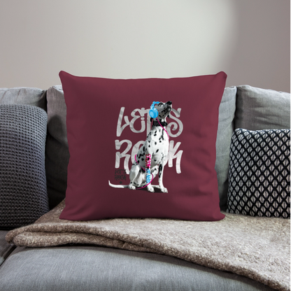 LiNBW. Kissen mit Füllung 45 x 45 cm Dalmatiner Let's Rock - Burgunderrot