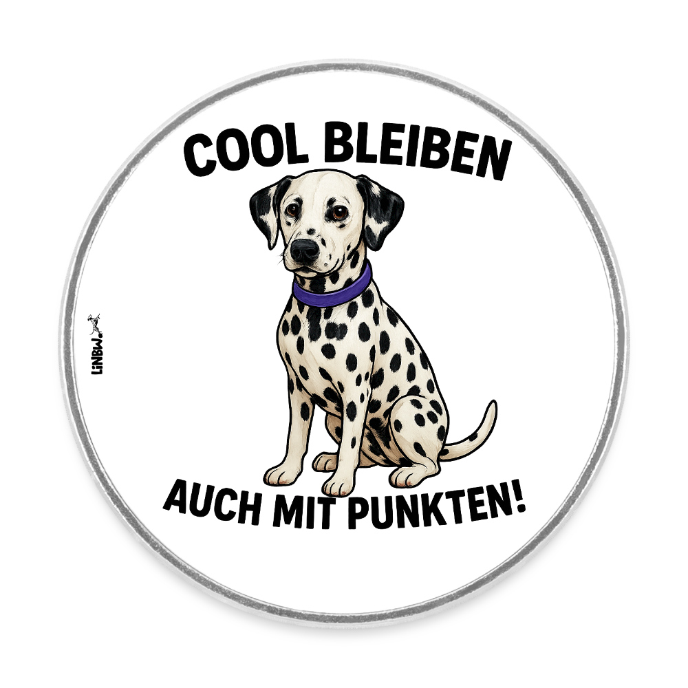 Magnet „Cool bleiben – auch mit Punkten!“ – Dalmatiner-Motiv für Kühlschrank & Co. - Weiß