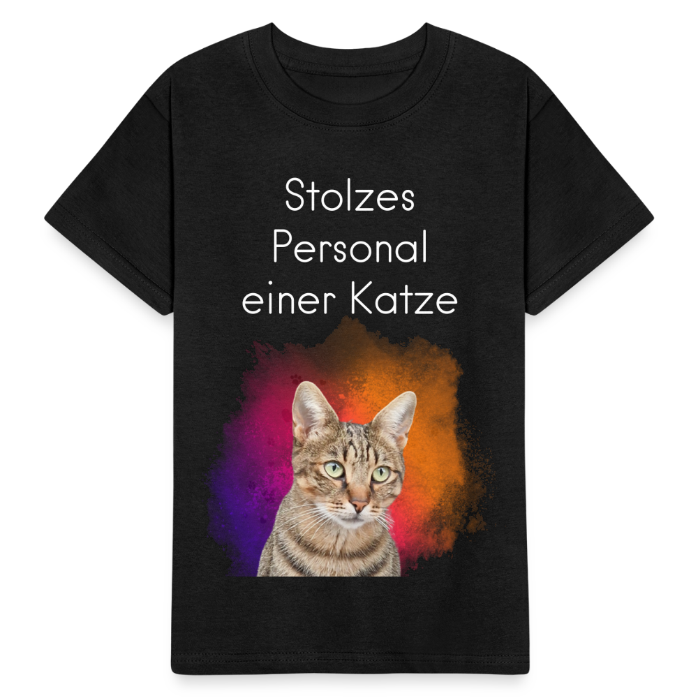 Kinder-T-Shirt – Stolzes Personal einer Katze | Für Mini-Katzenfans - Schwarz