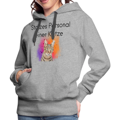 LiNBW.  Frauen Hoodie Stolzes Personal einer Katze - Grau meliert