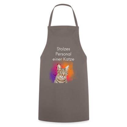 Kochschürze „Stolzes Personal einer Katze“ – Für wahre Katzenbedienstete - Grau