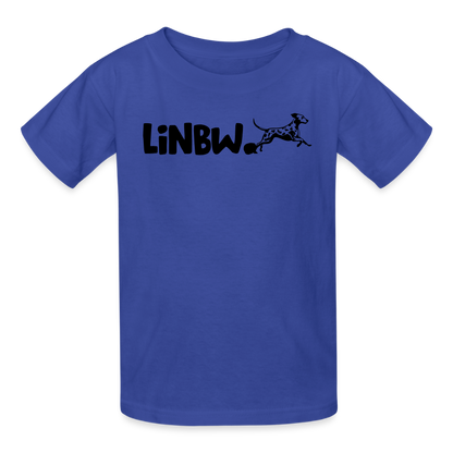 Kinder-T-Shirt – „LiNBW.“ Logo vorne & Zitat hinten | Doppelseitiger Style für tierliebe Kids - Royalblau