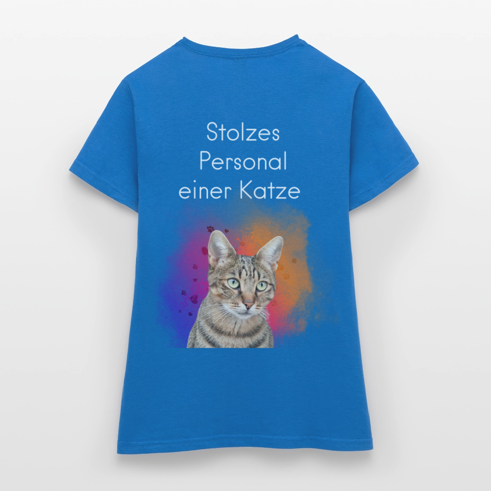 LiNBW. Frauen T-Shirt Stolzes Personal einer Katze - Royalblau