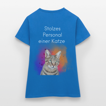 LiNBW. Frauen T-Shirt Stolzes Personal einer Katze - Royalblau