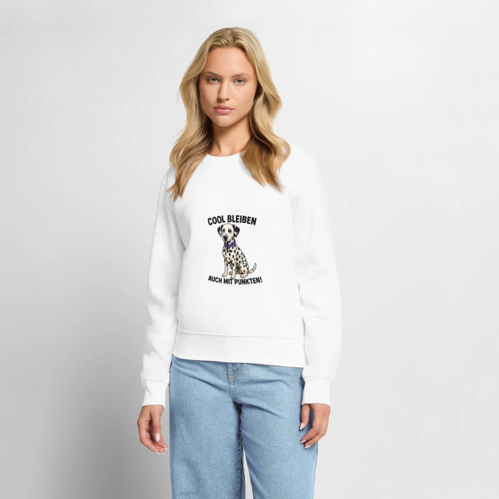 Damen Pullover „Cool bleiben – auch mit Punkten“ – Dalmatiner-Welpe Davina 🐶✨ - Weiß