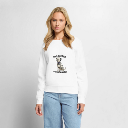 Damen Pullover „Cool bleiben – auch mit Punkten“ – Dalmatiner-Welpe Davina 🐶✨ - Weiß