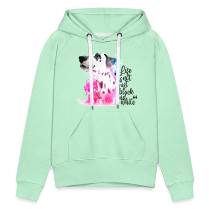 LiNBW. Frauen Hoodie Dalmatiner Life is not just black and white - helles Mintgrün