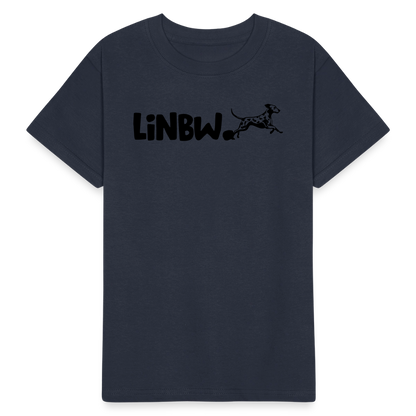 Kinder-T-Shirt – „LiNBW.“ Logo vorne & Zitat hinten | Doppelseitiger Style für tierliebe Kids - Navy