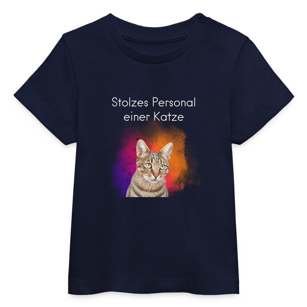 LiNBW. Baby T-Shirt Stolzes Personal einer Katze - Navy