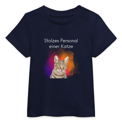 LiNBW. Baby T-Shirt Stolzes Personal einer Katze - Navy