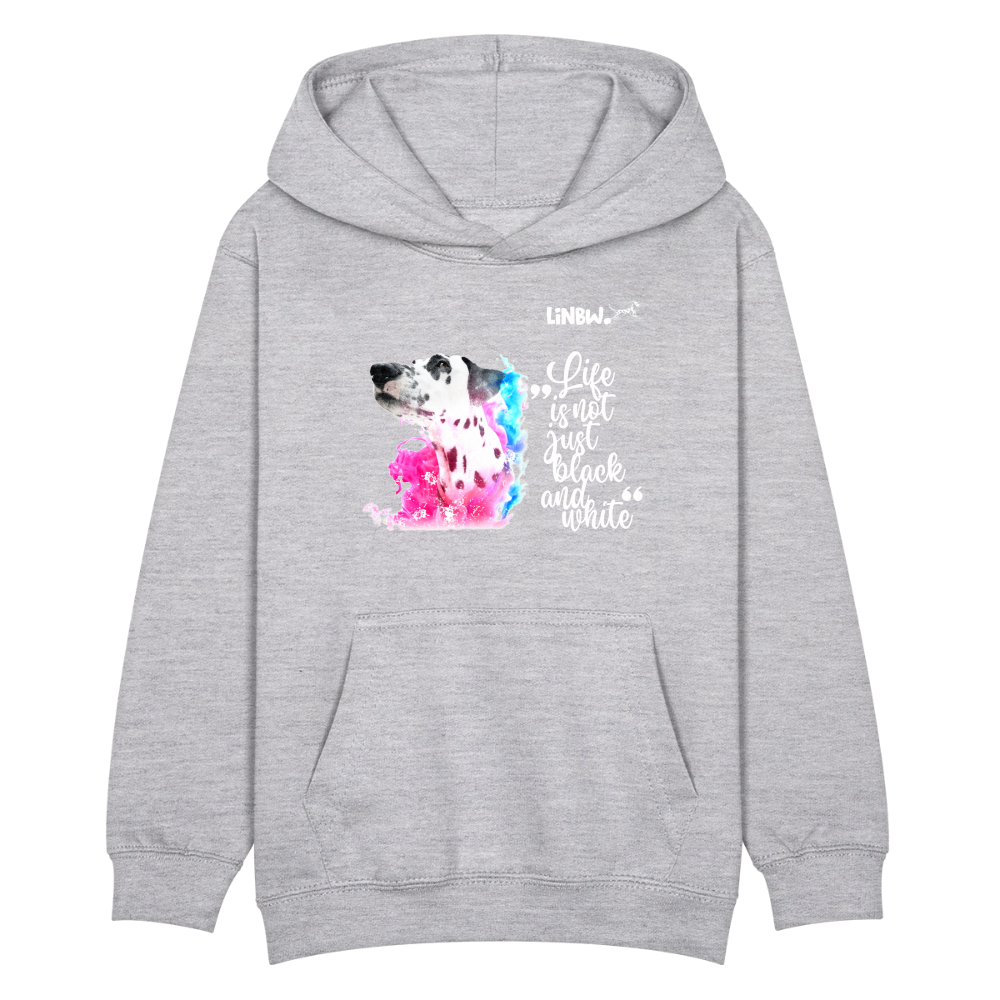 LiNBW. Kinder Hoodie Dalmatiner Life is not just black and white - Hellgrau meliert