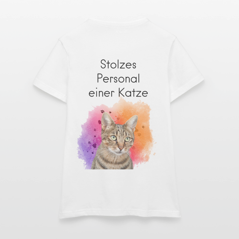 LiNBW. Frauen T-Shirt Stolzes Personal einer Katze - Weiß
