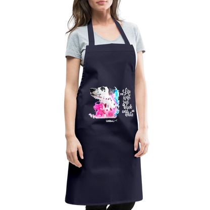 Kochschürze „Life is not just black and white“ – Statement mit Dalmatiner und Farb-Splash - Navy
