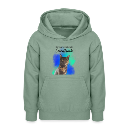 LiNBW. Teenager Hoodie Schnurren ist mein Soundtrack - Graugrün