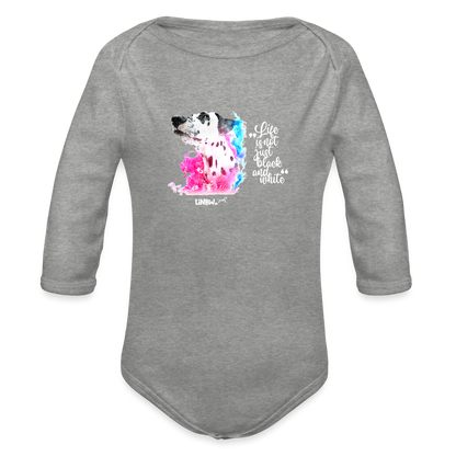 Baby-Body „Life is not just black and white – mit Dalmatiner Boa“ - Grau meliert