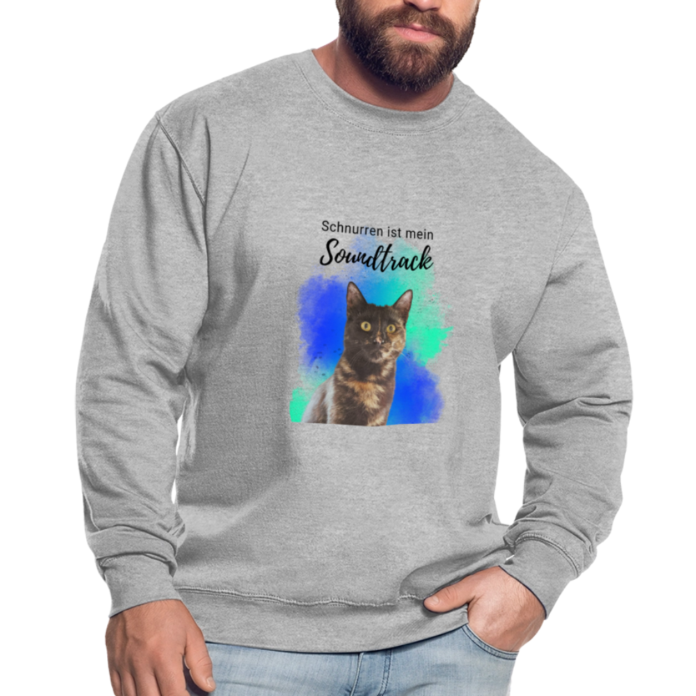 LiNBW. Männer Pullover Schnurren ist mein Soundtrack - Weißgrau meliert
