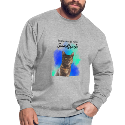 LiNBW. Männer Pullover Schnurren ist mein Soundtrack - Weißgrau meliert
