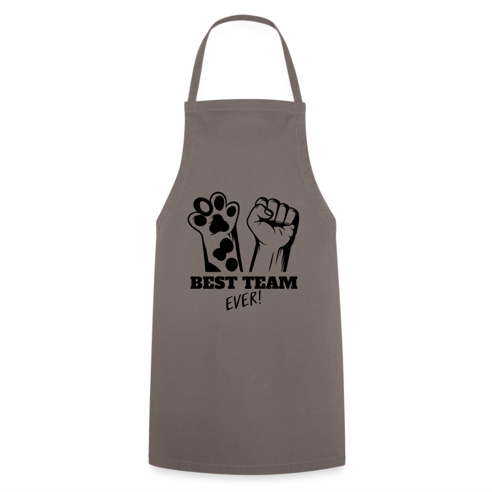 Kochschürze „Best Team Ever!“ – Mensch & Tier, unschlagbar vereint - Grau