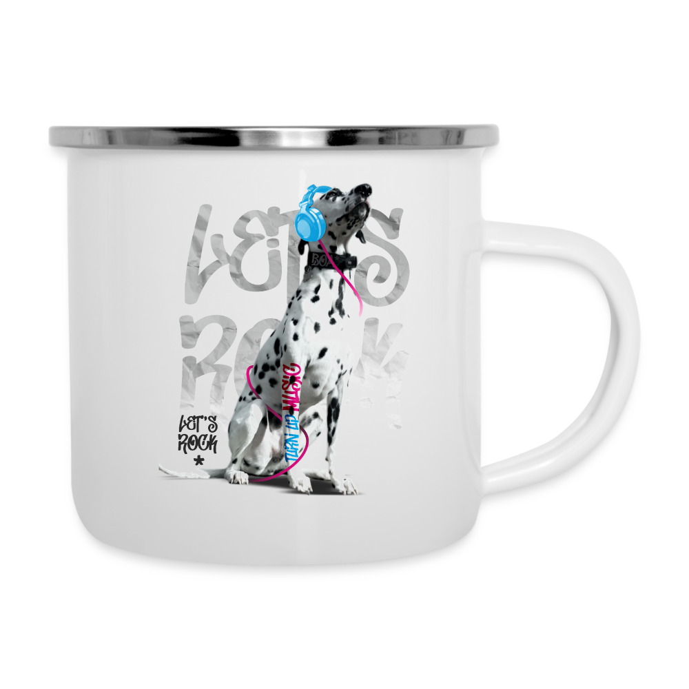 LiNBW. Emaille-Tasse Dalmatiner Let's Rock - Weiß